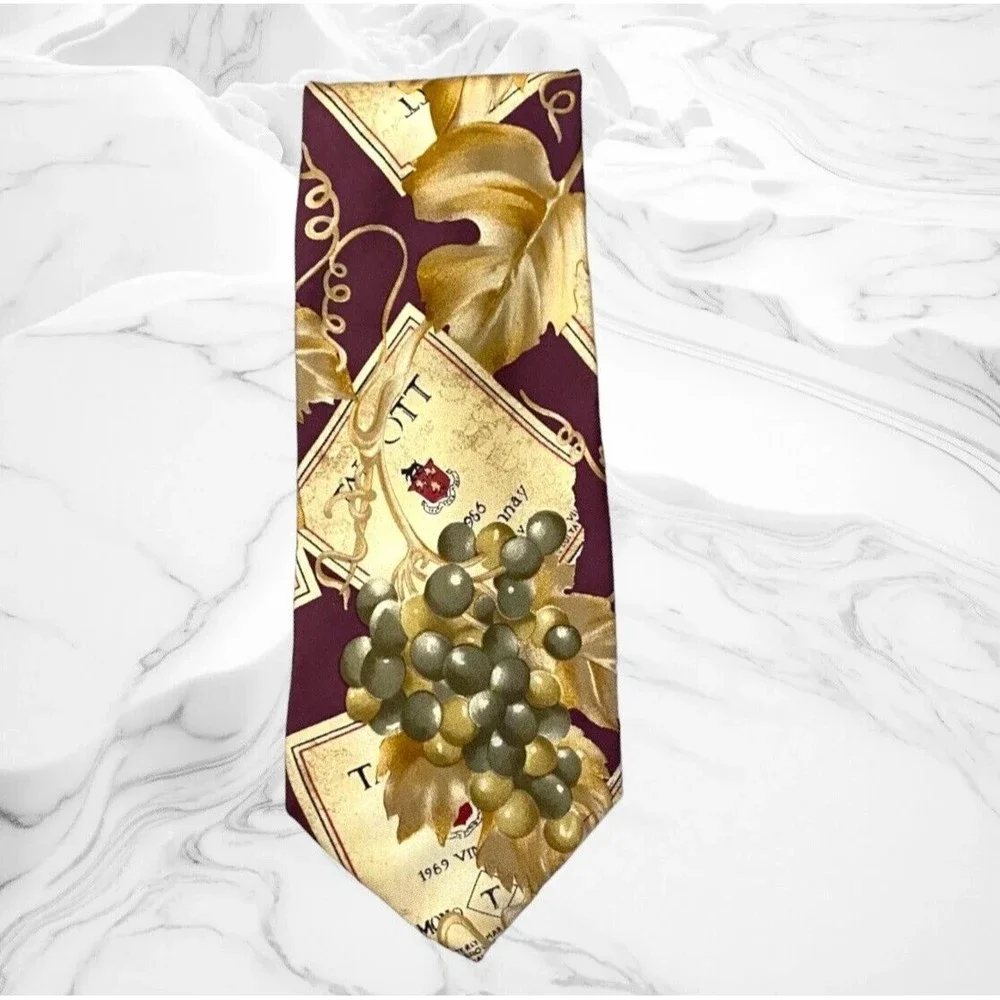 Robert Talbott Mens Multicolor Wine Theme Classic Silk Neck Tie 59” X 3.5”